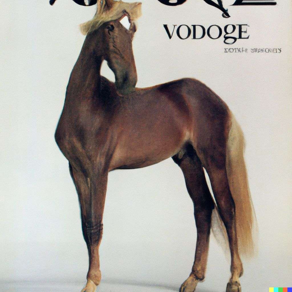 a horse, front cover of Vogue, 1990